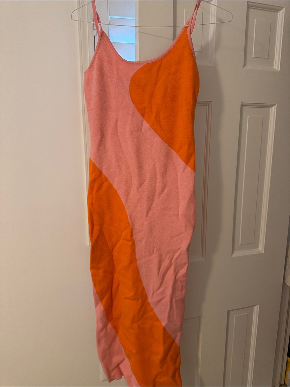 Amazon Pink and Orange Colorblock Maxi Slip Dress